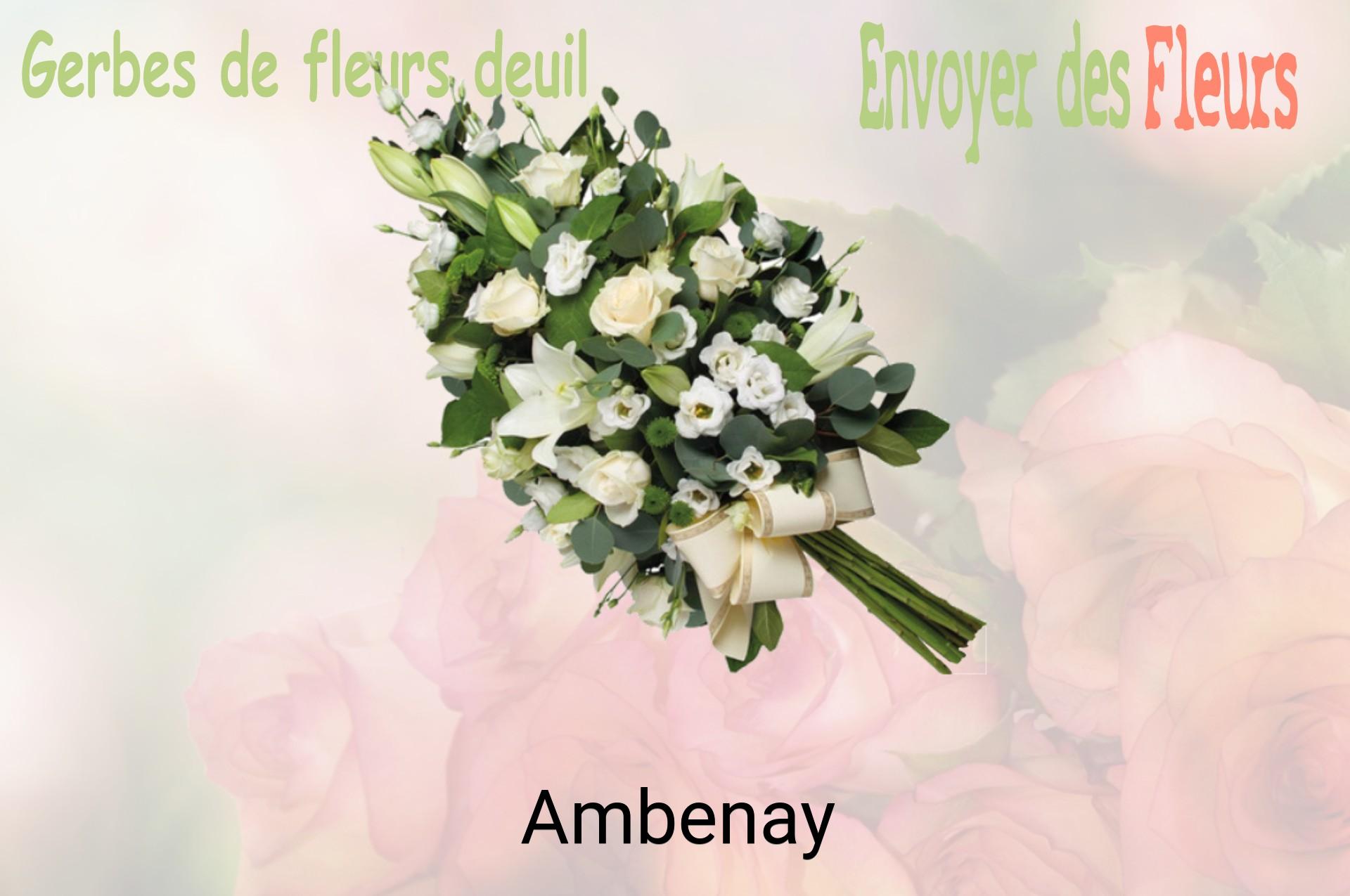 Gerbe de fleurs de deuil livrée à Ambenay